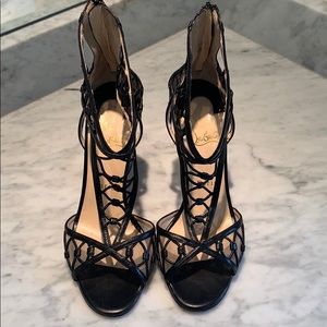 Braided Louboutin open toe heels size 37 1/2